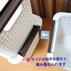《ダイソー330円商品》積み重ね収納バスケット(ホイール付き)１個♻️３個あり／短期間使用の画像