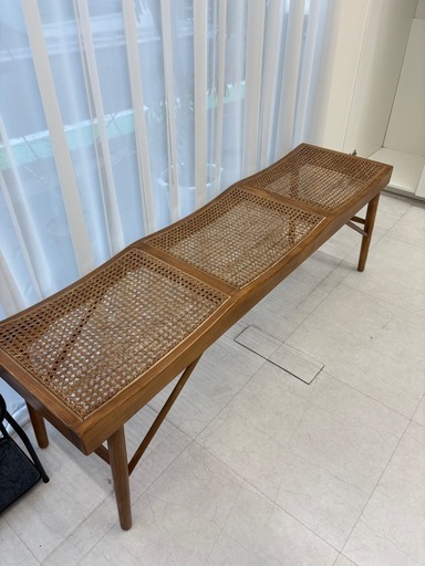 ラタン　ビンテージ風3人掛けチェア