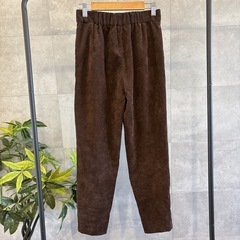 GU ライトコーデュロイタックテーパードパンツ S ブラウン　薄手　レディースの画像