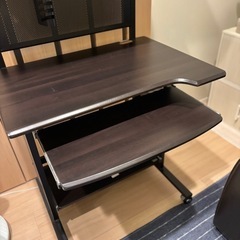 パソコンデスク　机　ダークブラウン　テーブル　プリンター置きの画像
