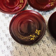 塗の茶托　5枚の画像