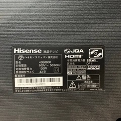 ♦Hisense 液晶テレビ  【2020年製】43E6800の画像