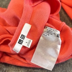 UNIQLO ウォッシャブルコットンVネックセーター　L 長袖　ピンク　無地の画像