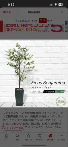 フェイクグリーン　165センチ