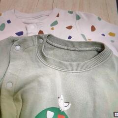美品　UNIQLO　ユニクロ　ベビー服　カバーオール　秋　冬　60サイズ　新生児　2枚セットの画像