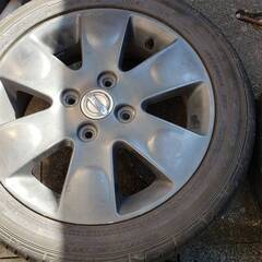 日産 純正 アルミ ホイール 14インチ タイヤ付 14x4.5J 4穴 PCD100 オフセット+50 ハブ径54MM 165/55 R14 72Vの画像