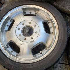 アルミ ホイール 14インチ タイヤ付 14x5J 4穴 PCD100/114.3 オフセット+42 ハブ径70mmくらい 155/55 R14 75Hの画像