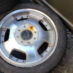 アルミ ホイール 14インチ タイヤ付 14x5J 4穴 PCD100/114.3 オフセット+42 ハブ径70mmくらい 155/55 R14 75Hの画像