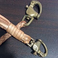 ヌメ革 ウォレットチェーン 六つ編み 真鍮 シャックル ★おまけの画像