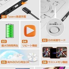 【新品未使用】ポータブルDVDプレーヤー 12.5型 10.5インチ cd dvdプレーヤーの画像