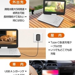 【新品未使用】ポータブルDVDプレーヤー 12.5型 10.5インチ cd dvdプレーヤーの画像