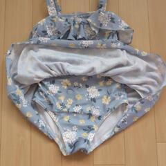 Petit main 水着　女の子　100cm 水色　花柄の画像