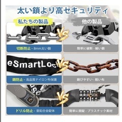 自転車 鍵 チェーンロック　認証　指紋 鍵 100CM/8mm 安全　防犯の画像