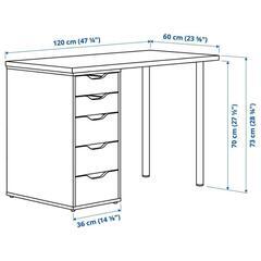 【IKEA】デスク    キャビネットセット品  LAGKAPTEN ラグカプテン / ALEX アレクスデスク, 120x60 cm

の画像