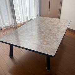 レトロ　花柄天板 木製 折りたたみテーブル 座卓 ちゃぶ台の画像