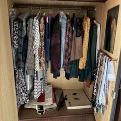 8/13まで！値下げ交渉ok! 早い者勝ち！ 家具 収納 タンス 棚 和風 昭和 レトロ 洋服 収納鏡付きの画像