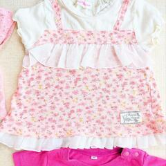 ベビー服 トップス 4点　セット ピンク　Tシャツ　80 赤ちゃん　夏　半袖の画像