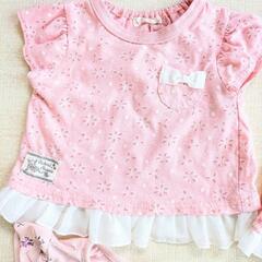 ベビー服 トップス 4点　セット ピンク　Tシャツ　80 赤ちゃん　夏　半袖の画像