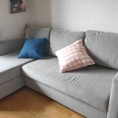 幅 210cm カウチソファベッド (ノアーク  GY) ニトリの画像