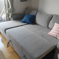 幅 210cm カウチソファベッド (ノアーク  GY) ニトリの画像