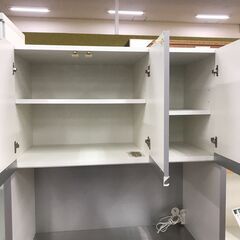 ［ジャングルジャングル広陵店］家具　末次家具　キッチンボード　シルバー　食器棚　シンプル　☆ジモティー特別価格☆の画像