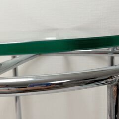 【糸島市内 送料無料】ガラスサイドテーブル 丸型 強化ガラス クロム脚 　北欧風　250808-2Yの画像