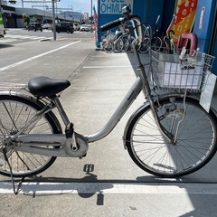 【大人用】整備済中古自転車 ナショナル 軽いアルミフレーム 24型アルフィット 銀色 <自転車のオオムラ 静岡店>の画像