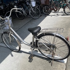 【大人用】整備済中古自転車 ナショナル 軽いアルミフレーム 24型アルフィット 銀色 <自転車のオオムラ 静岡店>の画像