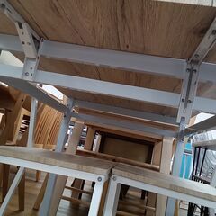 ★リユースのサカイ水戸店★ダイニングセット2人用木目調H77×D70×W80～101クリーニング済みMT5154の画像