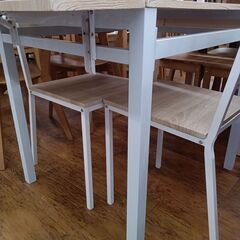 ★リユースのサカイ水戸店★ダイニングセット2人用木目調H77×D70×W80～101クリーニング済みMT5154の画像