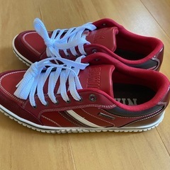 EDWIN エドウィン ローカット スニーカー 赤×白 メンズカジュアルシューズの画像