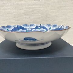 有田焼 花模様 大皿／飾り皿 青白磁（桜文様）88225-2-③-001Tの画像