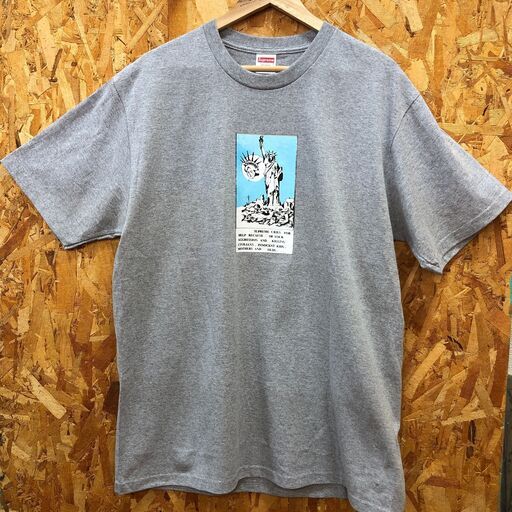 ジモティ割引有★【ジャングルジャングル岸和田店】SUPREME シュプリーム Tシャツ メンズ グレー Lサイズ 自由の女神 南大阪 岸和田市 貝塚市 泉佐野市 和泉市 忠岡町 熊取町