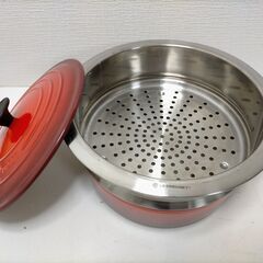 【美品】ルクルーゼ 両手鍋 24cm＋専用スチーマーセット 88225-3-002Tの画像
