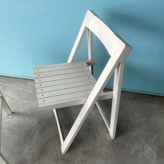 木製　おりたたみ椅子　机　セット　白の画像