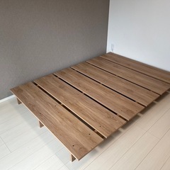 LOWYA 木目調ローベッド セミダブル（マットレス付き）の画像