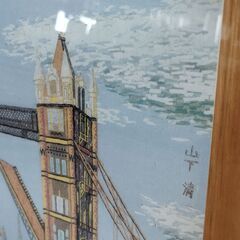 額入り複写画 山下清「ロンドンのタワーブリッジ」 壁飾り アート 絵画　/TJ-2522 2F北の画像
