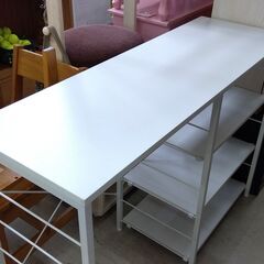 キッチンカウンター ホワイト/白 幅120×奥40×高85cm レンジや炊飯器も♪ 収納 家具 棚 ラック  札幌市 中央区 南12条の画像