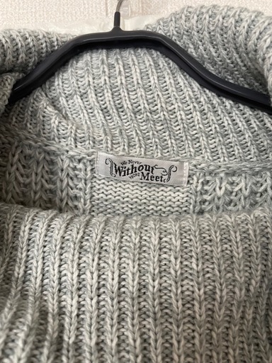 グレー ケーブル編み タートルネックスヌード⭐️used美品⭐️かぐれ Without Meet グレー ケーブル編み タートルネックニット L