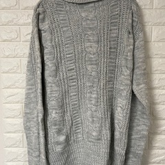 Without Meet グレー ケーブル編み タートルネックニット Lサイズの画像
