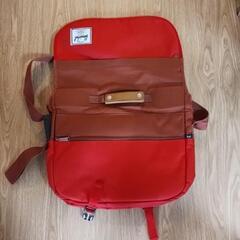 Herschel Supply Co. メッセンジャーレッドバッグ レザーハンドル ラップトップ コンピューター ブリーフケースの画像