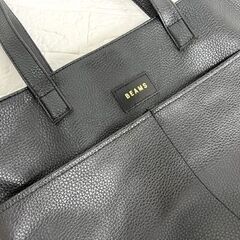 BEAMS ビームス フェイクレザー トートバッグ ジボ革風 ブラック 黒 A4サイズ収納可能 ☆ 札幌市 白石店の画像