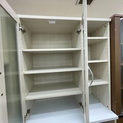 ★リユースのサカイ幸手店★ジモティ割あり★  食器棚 白 W80×D42×H177 クリーニング済み SJ10043の画像