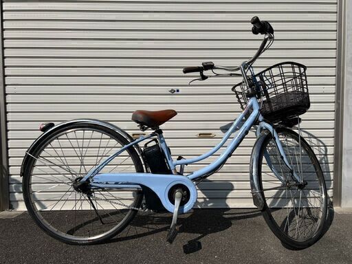 No722　大型バッテリー電動アシスト自転車　返金保証付き　26インチ　パナソニック　 ティモ・W　2017年型　ブルー　大型バッテリー16Ah（ロングモード60km以上）レンタサイクル店で使用していた自転車。メンテナンス済み。タイヤ、チューブ1年以内に交換、9分山。　返金保証付き　車体番号-78C3317 No722 大型バッテリー電動アシスト自転車 返金保証付き 26インチ