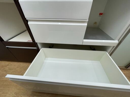 ★リユースのサカイ幸手店★ジモティ割あり★  食器棚 白 W90×D50×H195 クリーニング済み SJ10046