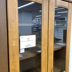 【お値下げしました！】本棚　2枚扉　ブラウン　88 ガラスの画像