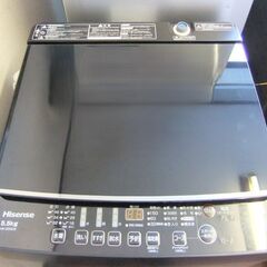 ハイセンス 全自動電気洗濯機 5.5kg HW-G55E2K 2023年製 ブラック の画像