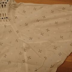 ZARA　レディース　レース・刺繍入りホワイトコットンシャツ　Lサイズの画像