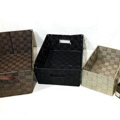 ▼ 収納バスケット 8個おまとめ 一部蓋付き かごのサイズ 高さ 7cm～24cm×幅 11～31.5㎝×奥行 8.5～45㎝ 骨組みの変形と錆びあり 現状渡しの画像
