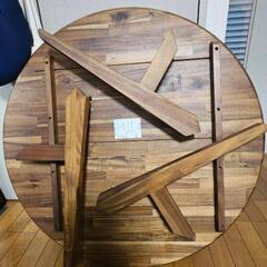 木製折りたたみ丸テーブル 90cmの画像